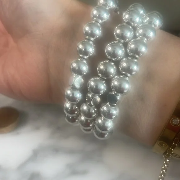 Silver hematite & diamond cut clear quartz bracelet - Picture 4 of 5